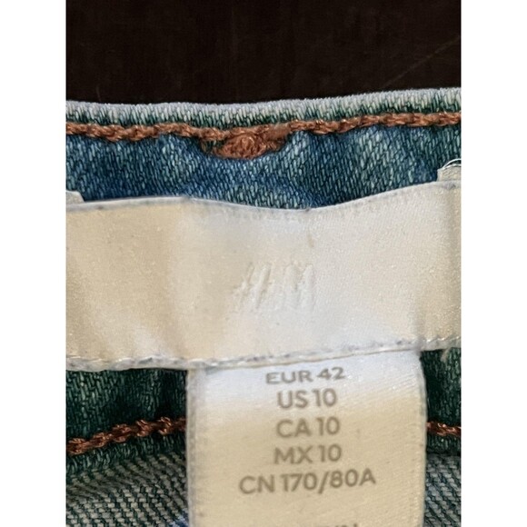 H&M Denim Shorts Womens 10 Blue Distressed Cutoff Frayed Hem High Rise - Picture 4 of 6